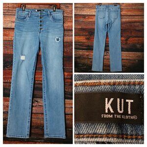 Kut From The Kloth Jeans 12 Stevie Straight High Rise Button Fly Denim Stretch